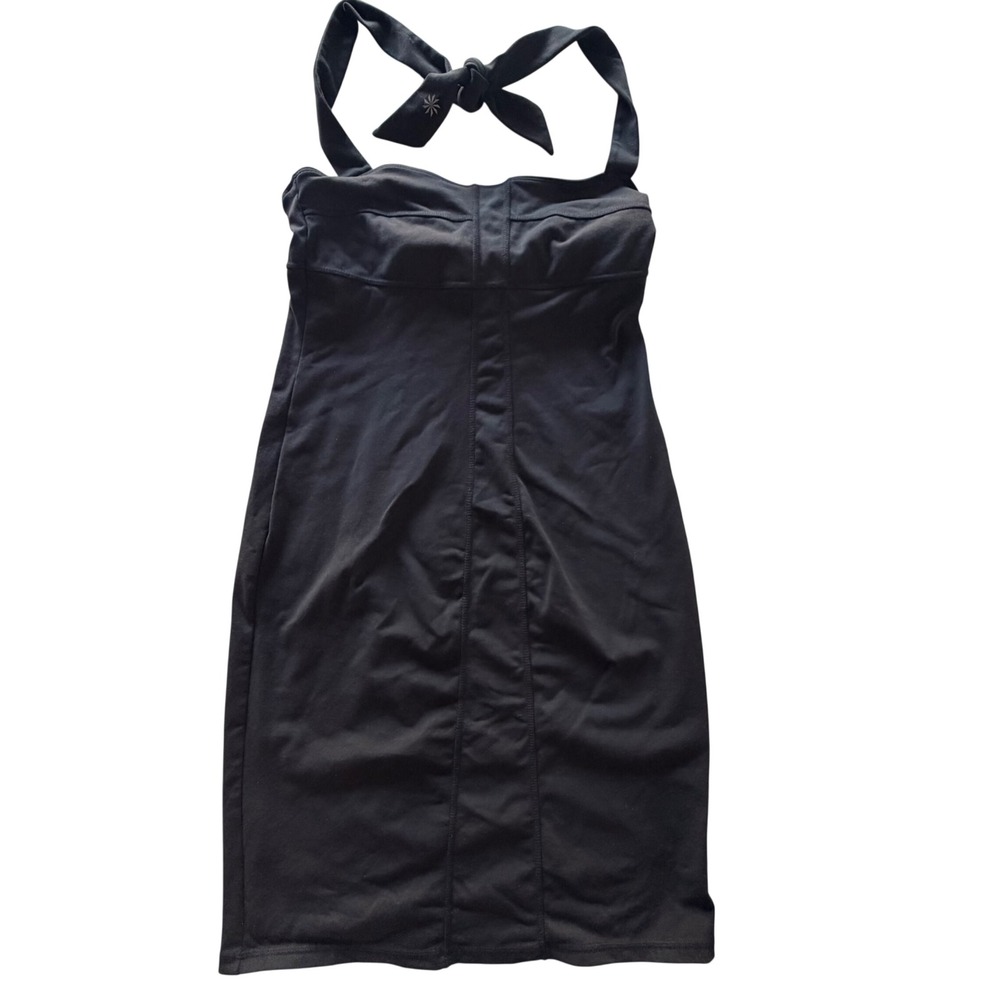 Athleta Womens Black Halter Neck Sheath Mini Dress w/ Shelf Bra 738423 Size 6